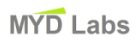 MYD Labs logo with gray text and a green angled accent above the letter Y.