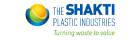 The Shakti Plastic Industries logo with a blue and green circular icon and the tagline 'Turning waste to value'.