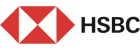 Logo with a red geometric hexagon shape formed by two triangles on each side, followed by the text ‘HSBC’ in black capital letters.