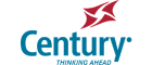 Century logo with a red abstract symbol above the word ‘Century’ in blue text and the tagline ‘Thinking Ahead’ written below.