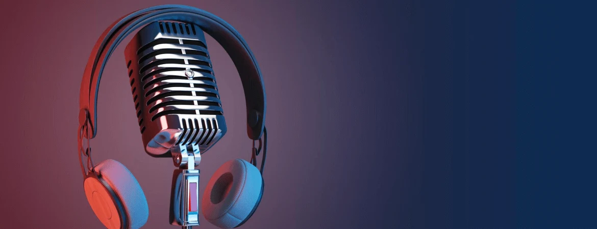 Podcast recording and broadcasting studio setup.